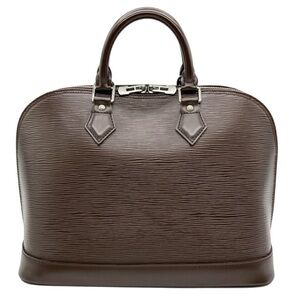LOUIS VUITTON Epi Mocha Brown Chocolate Alma PM Silver Tone Palladium Hardware
